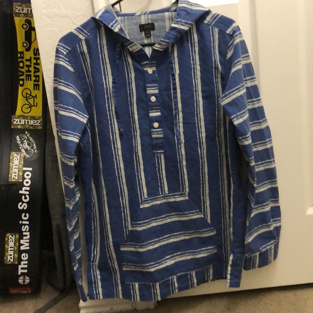 J. Crew hooded half button-down shirt